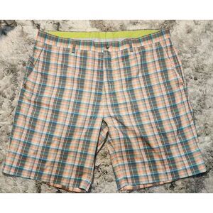 Louis Raphael Golf Shorts Mens 38 Dayglo Plaid Modern Short LIGHTWEIGHT‎